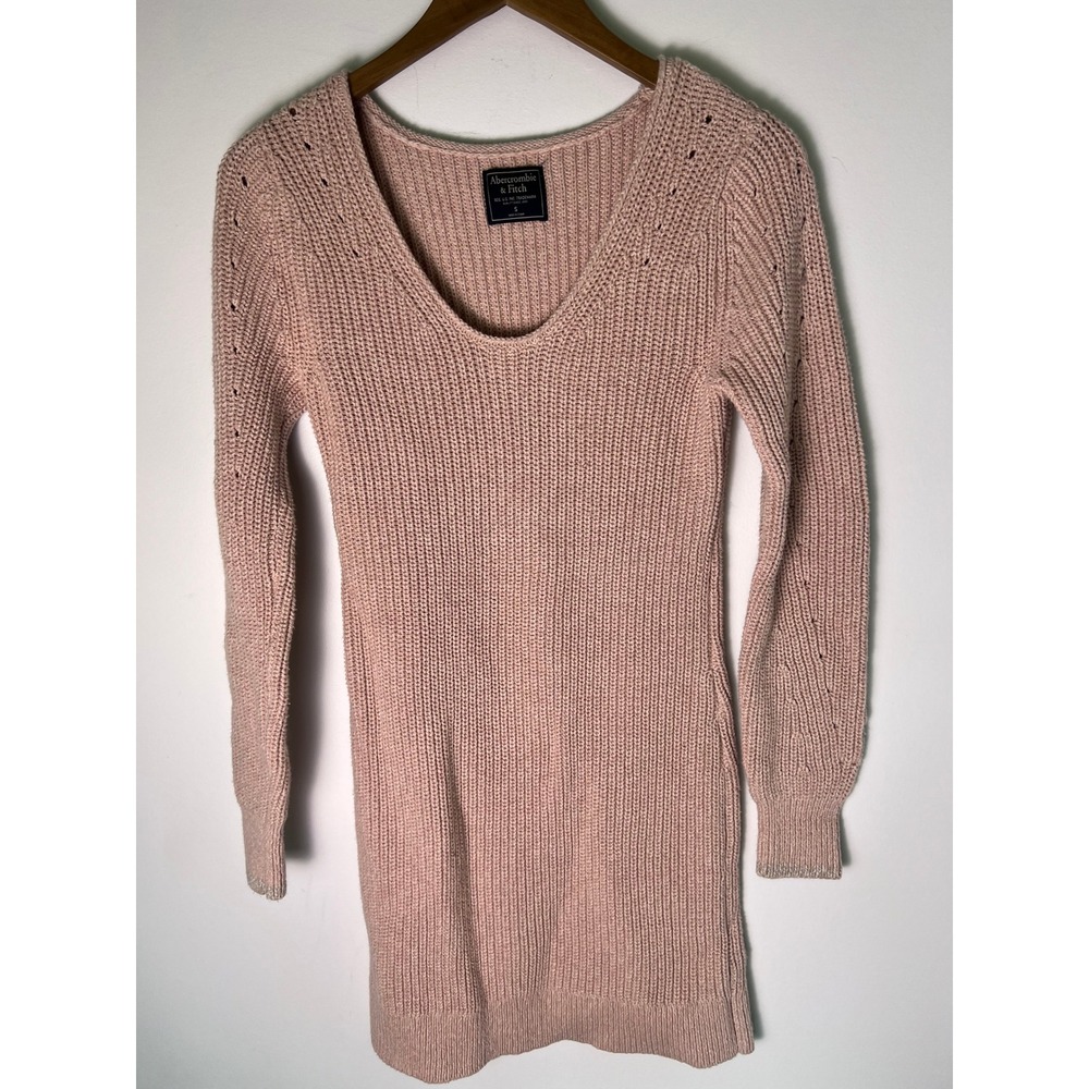 Abercrombie & Fitch S Sweater Dress Coquette Blush Pink Knit Scoop Neck Cozy